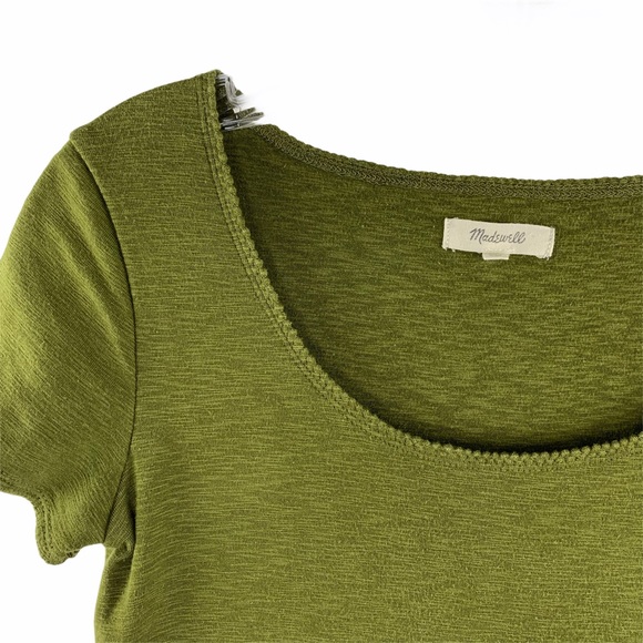 Madewell Scoopneck Scallop Stitch Green Baby Tee - Picture 3 of 11